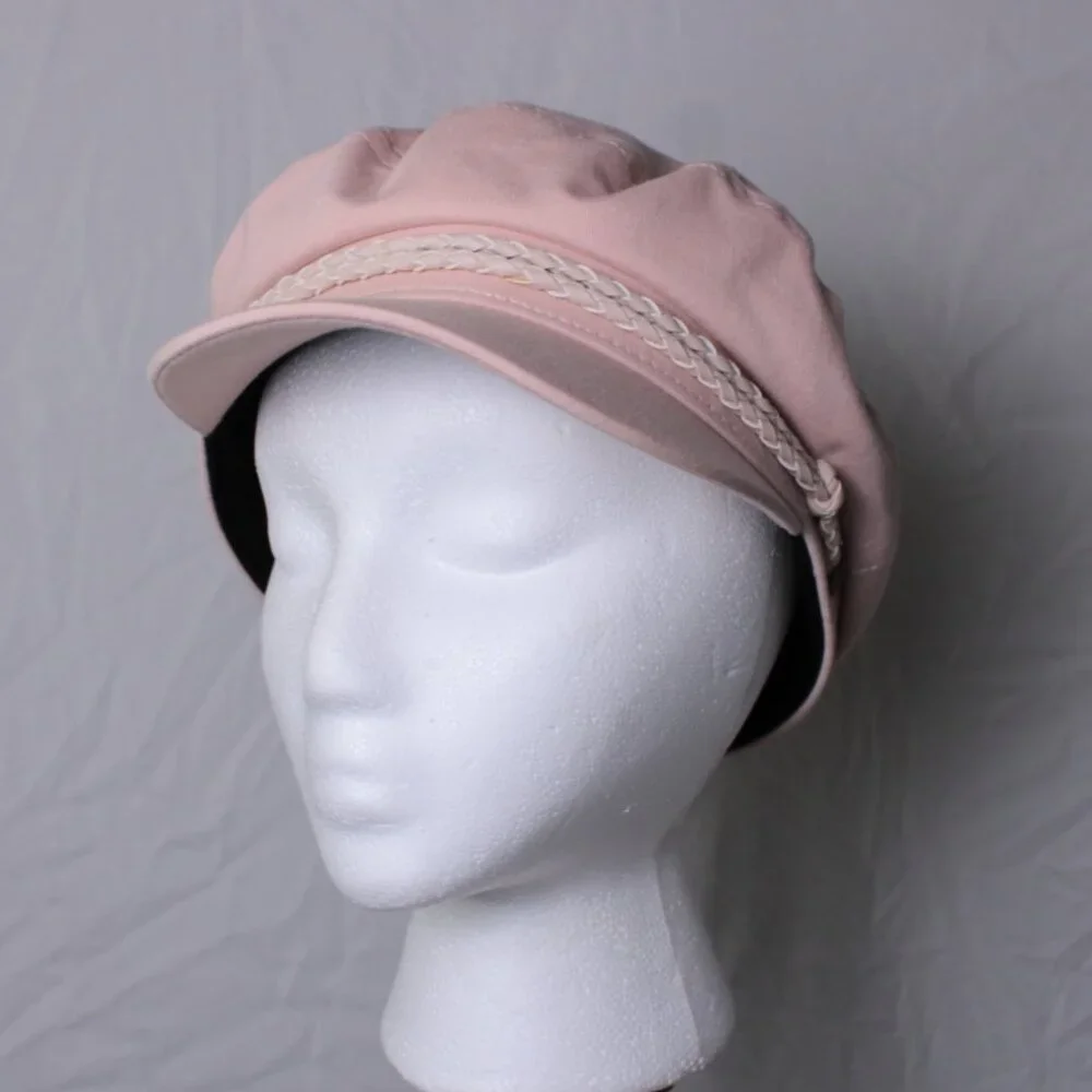 Brixton Pink Fisherman Cap with Cream Braided Trim